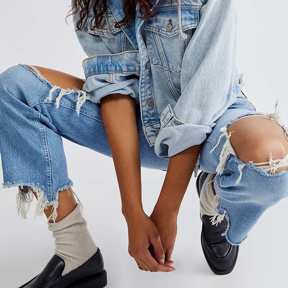 Free People We the Free Maggie Mid-Rise Straight Leg Jean in Light Stone Wash - Picture 5 of 11